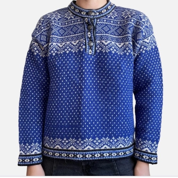 Vintage L.L. Bean FairIsle Nordic Birdseye Wool Sweater - Picture 1 of 13